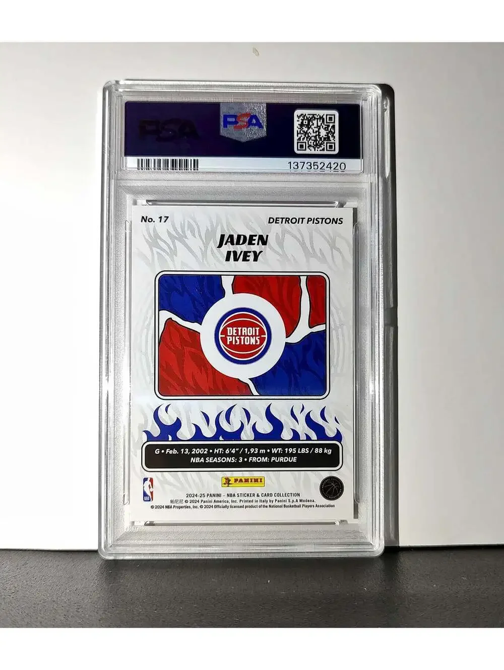 Jaden Ivey 2024-25 Panini NBA #17 Sticker 57/100 Red Foil PSA 8 NM-MT